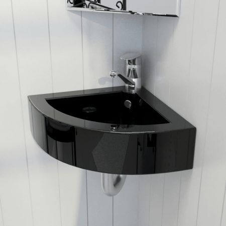 Wash Basin with Overflow 45x32x12,5 cm Black