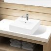 Ceramic Bathroom Sink Basin Faucet/Overflow Hole White Rectangular