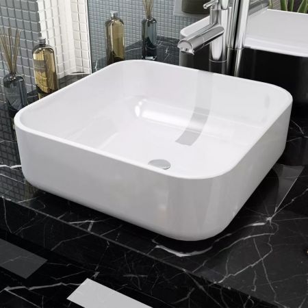 Basin Square Ceramic White 38x38x13.5 cm