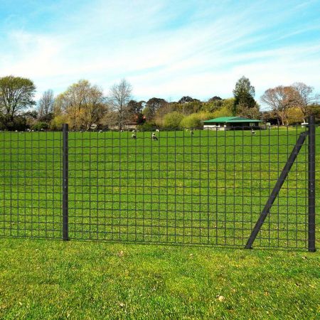 Euro Fence Set with Ground Spikes 25x1.2 m Steel Grey