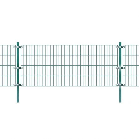 Fence Panel with Posts Green Iron 6x0.8 m
