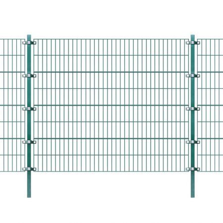 Fence Panel with Posts Green Iron 6x1.6 m