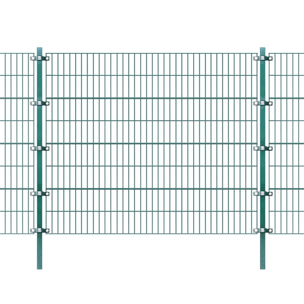 Fence Panel with Posts Green Iron 6x1.6 m