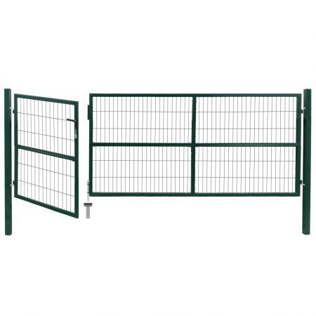 Garden Patio Fence Gate with Posts 350x120 cm Steel Green