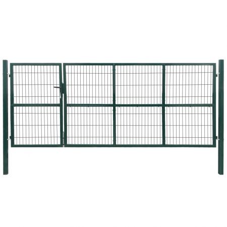 Garden Patio Fence Gate with Posts 350x140 cm Steel Green