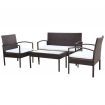 4 Piece Garden Lounge Set with Cushions Poly Rattan Brown