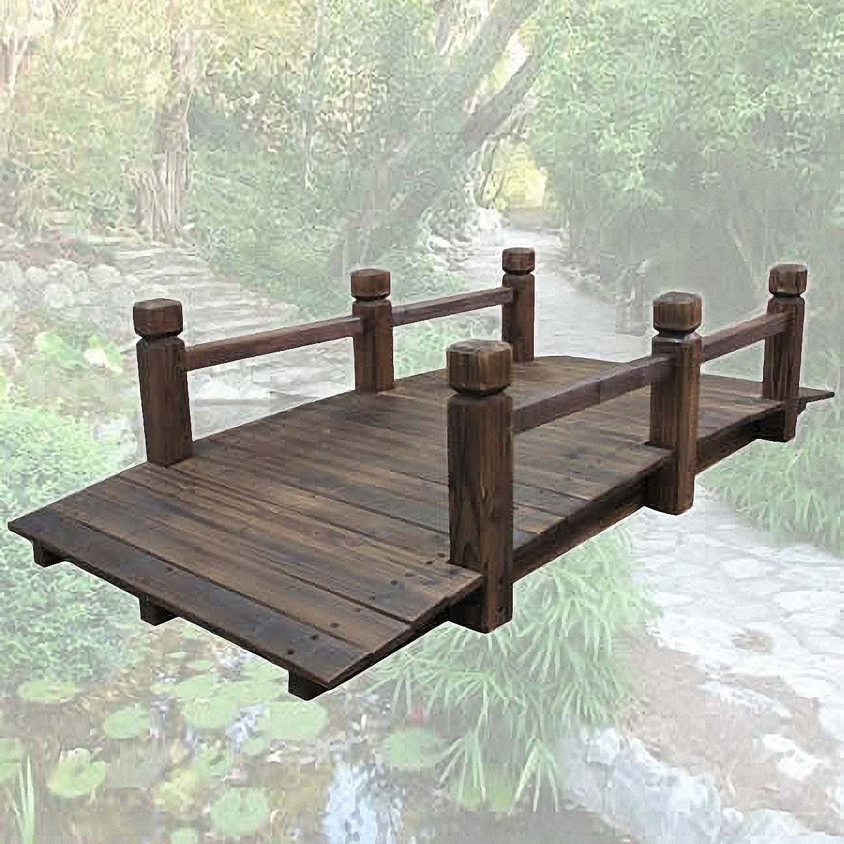 Wooden Garden Bridge with Side Rails Crazy Sales