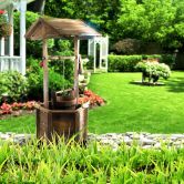 Wooden Wishing Well Garden Feature