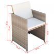 5 Piece Outdoor Dining Set with Cushions Poly Rattan Beige