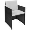 Garden Chairs 2 pcs with Cushions and Pillows Poly Rattan Black