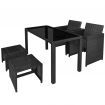 5 Piece Outdoor Dining Set with Cushions Poly Rattan Black