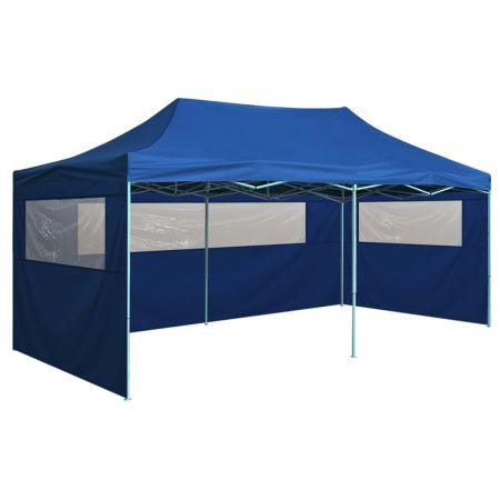 Foldable Tent Pop-Up with 4 Side Walls 3x6 m Blue