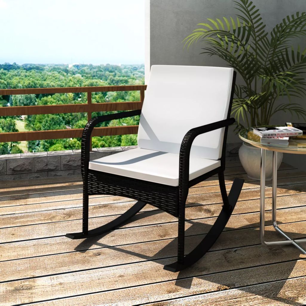 Garden Rocking Chair Poly Rattan Black