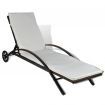 Sun Lounger with Cushion & Wheels Poly Rattan Brown