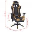 Reclining Office Racing Chair with Footrest Gold