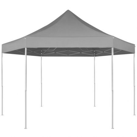 Hexagonal Pop-Up Foldable Marquee Grey 3.6x3.1 m