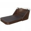Sun Lounger with Canopy Poly Rattan Brown