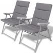 Folding Garden Chairs 2 pcs with Cushions Steel Grey