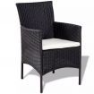 4 Piece Garden lounge Set with Cushions Poly Rattan Black