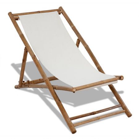 Outdoor Deck Chair Bamboo And Canvas Crazy Sales