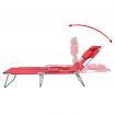 Folding Sun Lounger with Head Cushion Powder-coated Steel Red