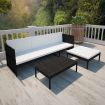 3 Piece Garden Lounge Set with Cushions Poly Rattan Black