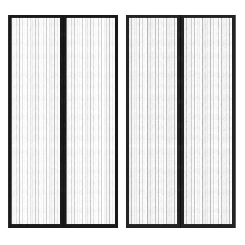 Insect Door Curtain 210 x 100 cm 2 pcs Magnet Black