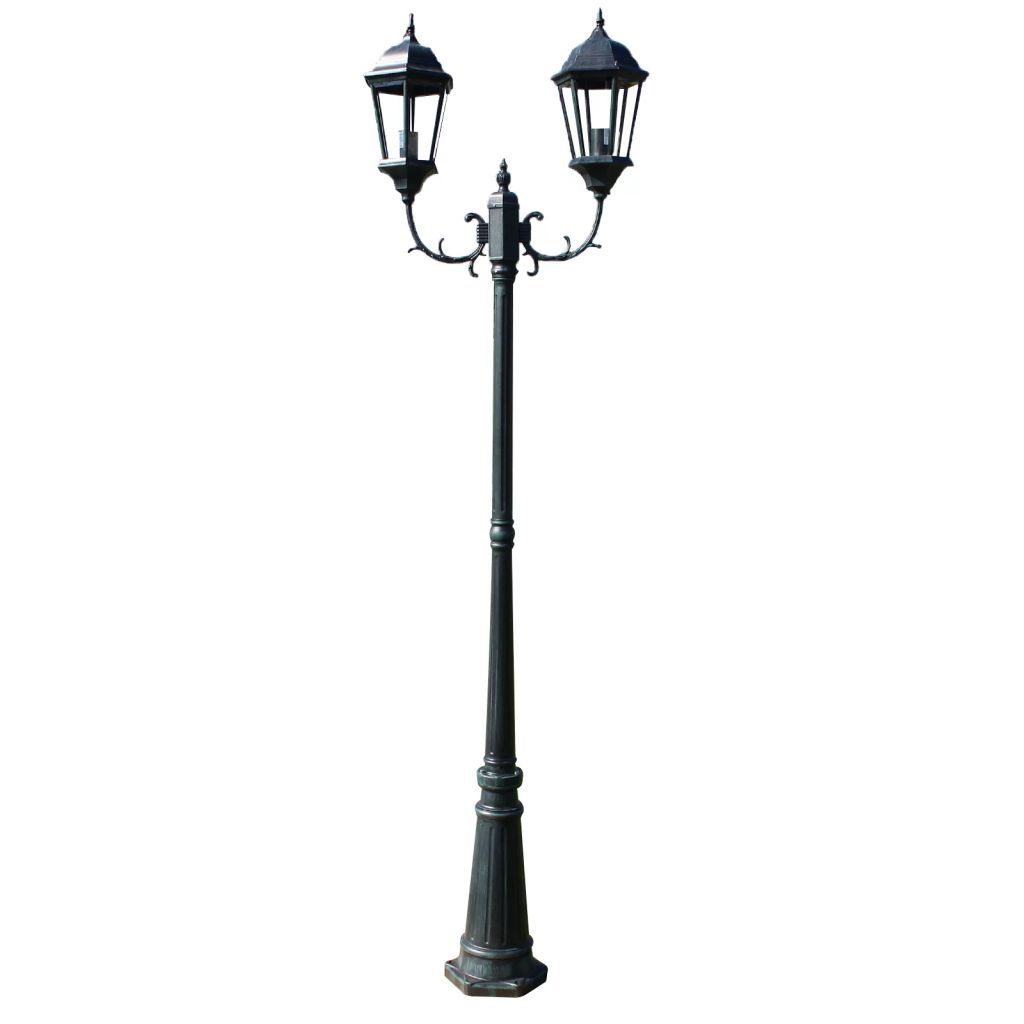 Brighton Garden Light Post 2-arms 230 cm Dark Green/Black