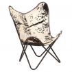 Butterfly Chair Genuine Goat Leather Black and White