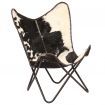 Butterfly Chair Genuine Goat Leather Black and White