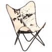 Butterfly Chair Genuine Goat Leather Black and White