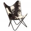 Butterfly Chair Genuine Goat Leather Black and White