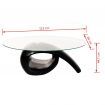 Coffee Table with Oval Glass Top High Gloss Black