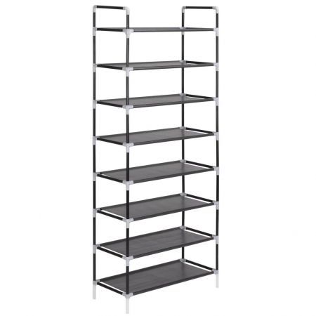 Shoe Rack with 8 Shelves Metal and Non-woven Fabric Black Shoe Rack with 8 Shelves Metal and Non-woven Fabric Black