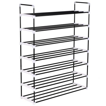 Shoe Rack with 7 Shelves Metal and Plastic Black