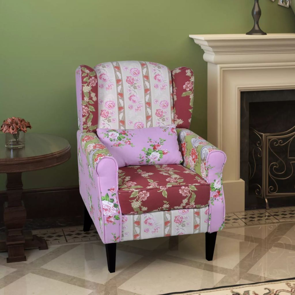 Armchair with Patchwork Design Fabric