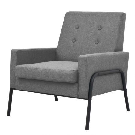 Armchair Steel and Fabric Light Grey