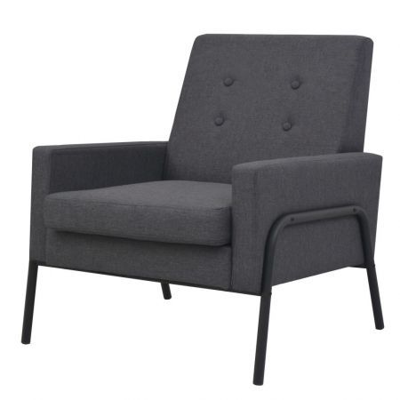 Armchair Steel and Fabric Dark Grey