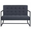 2-Seater Sofa with Armrests Steel and Fabric Dark Grey