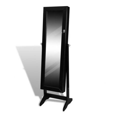 Standing Jewellery Cabinet with Mirror Black