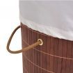 Bamboo Laundry Bin Round Brown