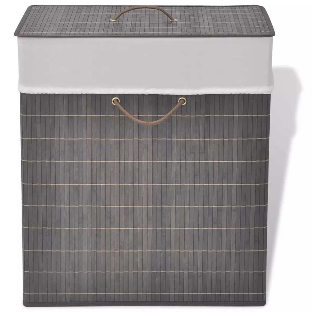 Bamboo Laundry Bin Rectangular Dark Brown