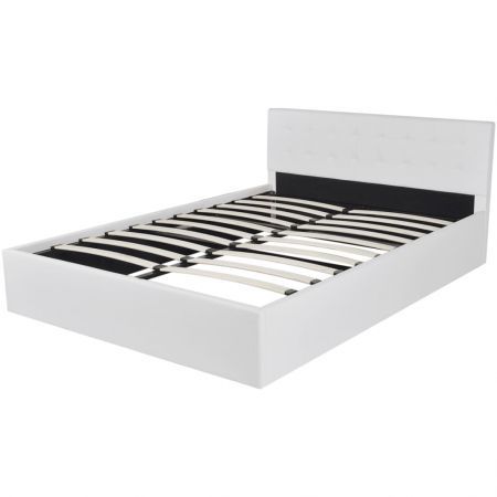 Bed Frame White Faux Leather Double Size