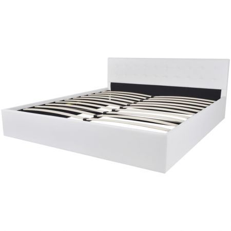 Bed Frame White Faux Leather King Size