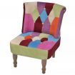 French Chair with Patchwork Design Armless Fabric
