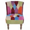 French Chair with Patchwork Design Armless Fabric