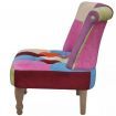French Chair with Patchwork Design Armless Fabric