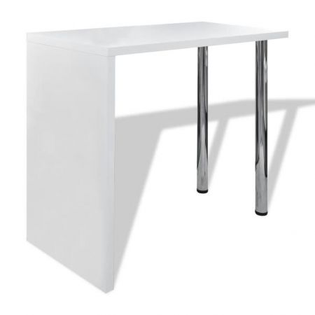 Bar Table MDF with 2 Steel Legs High Gloss White