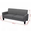3-Seater Sofa 180x65x76 cm Dark Grey