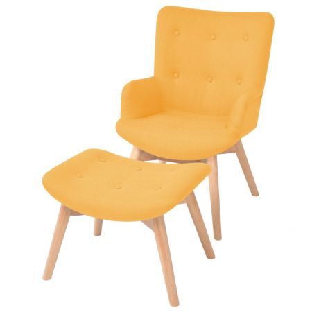 Armchair with Footstool Fabric Yellow